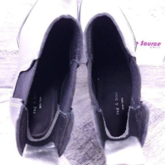 Rag & Bone Walker Leather Slip on Chelsea Ankle Boot Silver sz 35 Women's sz 5 - Picture 6 of 9